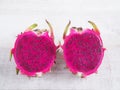 Sliced purple dragon fruits