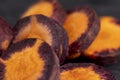 Sliced purple-orange carrots on the table Royalty Free Stock Photo