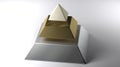 Sliced pyramid on white surface