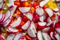 Sliced radish with bell peppers