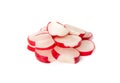 Sliced Radish Roots Isolated, Red Root Round Cuts, Red Radishes Slice Pile, Radis Cross Sections on White Royalty Free Stock Photo