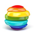 Sliced rainbow colored ball 3D