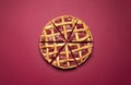 Sliced raspberry pie with a lattice crust. Tasty classic dessert