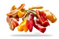 Sliced raw peppers isolated Royalty Free Stock Photo