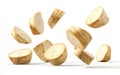 Sliced Raw Taro Root Floating Generative AI
