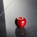 Sliced Red Apple on Modern Granite Countertop - Crisp and Fresh Kitchen Still Life