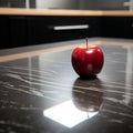 Sliced Red Apple on Modern Granite Countertop - Crisp and Fresh Kitchen Still Life