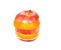 Sliced red apple and orange Royalty Free Stock Photo