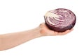 sliced red cabbage in hand Royalty Free Stock Photo