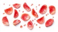 Sliced Red Grapefruit with Juice Drops Generative AI