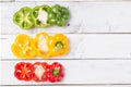 Sliced Red, Green & Yellow Pepper Royalty Free Stock Photo