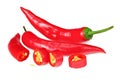 sliced red hot chili peppers isolated on white background Royalty Free Stock Photo