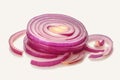 Sliced red onion presented alone against white background, cooking ingredient Royalty Free Stock Photo