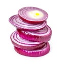 sliced red onion rings isolated on white background Royalty Free Stock Photo