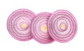 Sliced red onion rings  isolated on white background top view Royalty Free Stock Photo