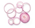 Sliced Red Onion Rings Isolated on White Background Royalty Free Stock Photo