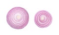 Sliced red onion rings  isolated on white background top view Royalty Free Stock Photo