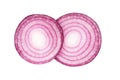 Sliced red onion rings isolated on white background. Top view Royalty Free Stock Photo