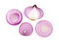 Sliced red onions isolated on white background top view Royalty Free Stock Photo