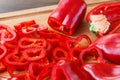Sliced red pepper on cutting board Royalty Free Stock Photo