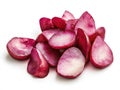 Sliced red potatoes on white surface Royalty Free Stock Photo