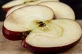 Sliced red ripe apple, close up Royalty Free Stock Photo
