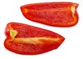 Sliced red sweet bell pepper isolated on white background. clipping path Royalty Free Stock Photo