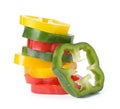 Sliced red yellow green pepper Royalty Free Stock Photo