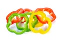 Sliced red yellow green pepper Royalty Free Stock Photo