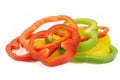 Sliced red yellow green pepper Royalty Free Stock Photo