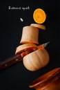 Sliced ÃÂ¾rganic fresh butternut squash on a black background. Healthy organic food collection