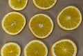 Sliced rings of fresh juicy orange for drying Royalty Free Stock Photo