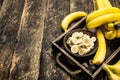 Sliced ripe banana in a bowl. Royalty Free Stock Photo