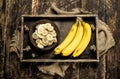 Sliced ripe banana in a bowl. Royalty Free Stock Photo