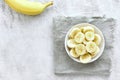 Sliced ripe banana in bowl Royalty Free Stock Photo