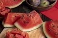 Sliced ripe and juicy watermelon of red color Royalty Free Stock Photo