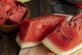 Sliced ripe and juicy watermelon of red color Royalty Free Stock Photo