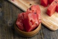 Sliced ripe and juicy watermelon of red color Royalty Free Stock Photo