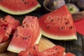 Sliced ripe and juicy watermelon of red color Royalty Free Stock Photo