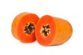 sliced ripe papaya fruit with seed isolated on white Royalty Free Stock Photo