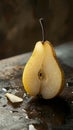 Sliced ripe pear on dark background Royalty Free Stock Photo
