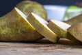 Sliced ripe pear on the table Royalty Free Stock Photo