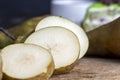 Sliced ripe pear on the table Royalty Free Stock Photo