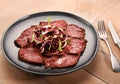 Sliced roast beef with radicchio salad Royalty Free Stock Photo