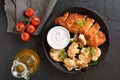 Sliced roasted chicken breast and fried cauliflower Royalty Free Stock Photo
