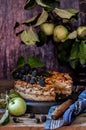 Sliced Rustic Apple Pie Royalty Free Stock Photo