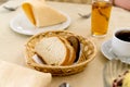 Sliced rye and wheat bread in wicker basket Royalty Free Stock Photo