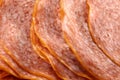 Sliced salami background