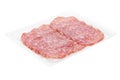 Sliced salami packaging Royalty Free Stock Photo