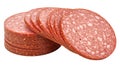 Sliced Salami on White Background Royalty Free Stock Photo
